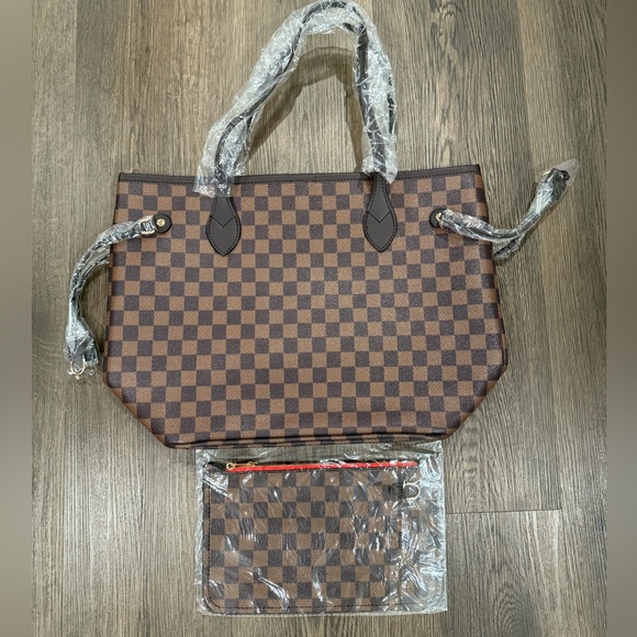 Checkered Brown Tote Bag - Picture 2 of 5